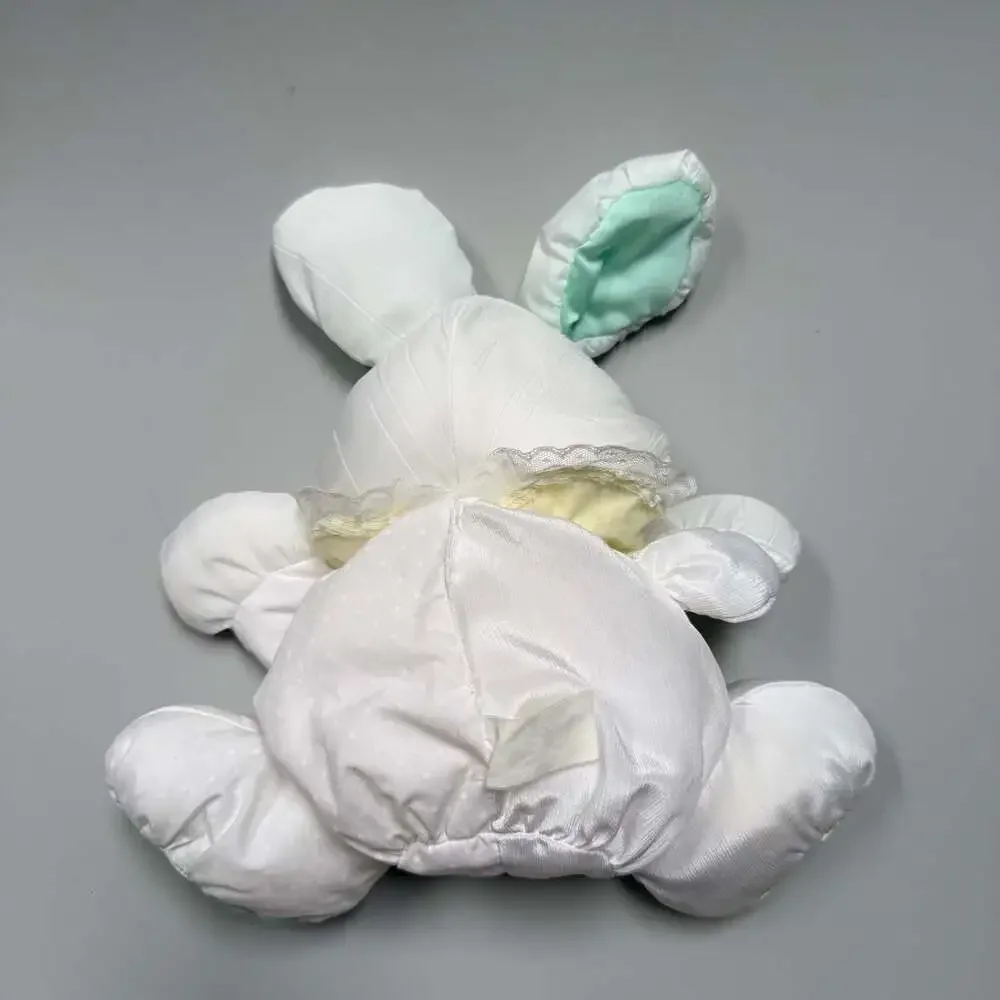 Vintage 1988 Fisher Price Baby Puffalump White Bunny Rabbit Rattle Plush 1359